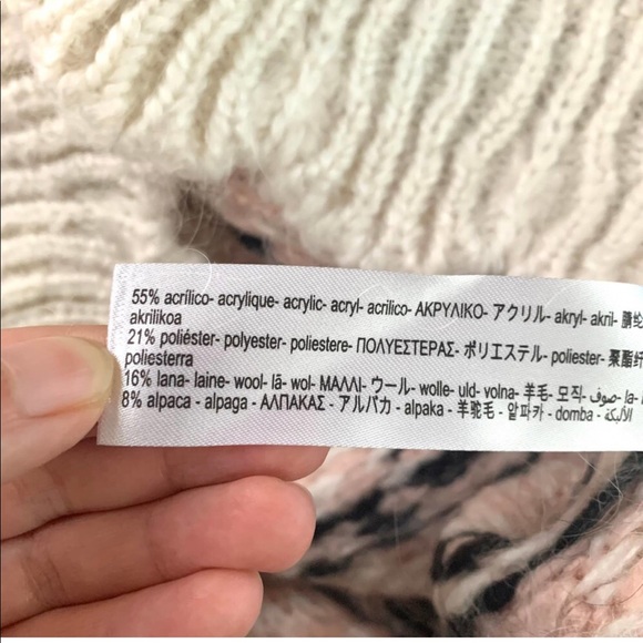 Zara Jacquard Knit Sweater With Side Vents Pink Cream - Picture 5 of 6